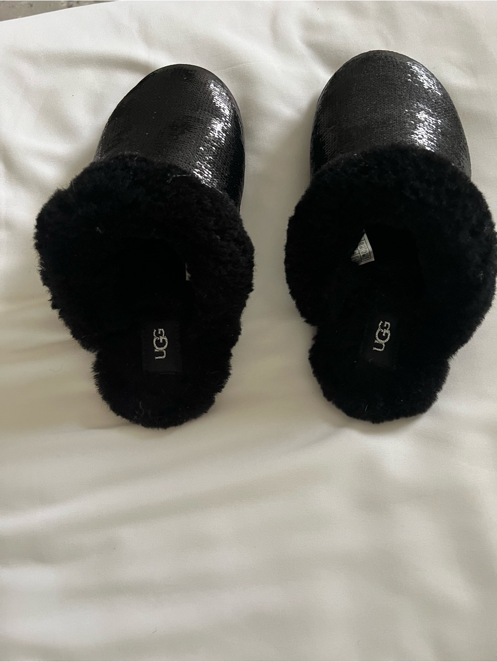 UGG Black Sequin Shearling Clog Slippers! A loungewear staple